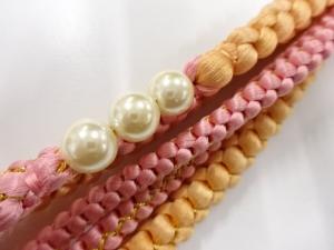 未使用品　パール帯留め・正絹手組帯締めセット